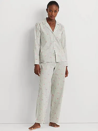 Lauren Ralph Lauren Floral and Stripe Notch Neck Pyjamas, White/Multi - White/Multi - Female