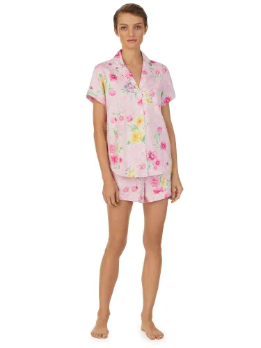 Lauren Ralph Lauren Floral Shorts Pyjamas, Pink/Multi - 692 Pink Floral - Female