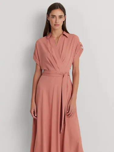 Lauren Ralph Lauren Fratillo Belted Crepe Wrap Dress, Pink Mahogany - Pink Mahogany - Female