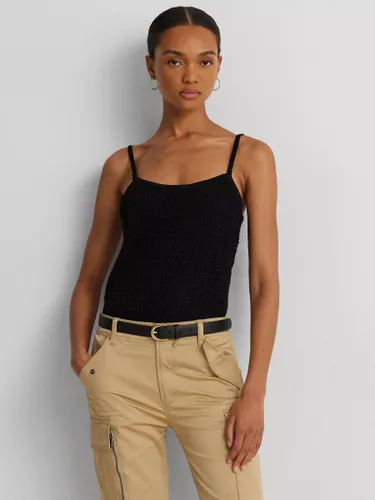 Lauren Ralph Lauren Grinlee Linen Blend Textured Knit Vest Top, Black - Black - Female