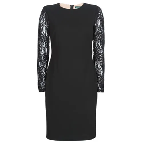 Lauren Ralph Lauren  LACE PANEL JERSEY DRESS  women's Dress in Black