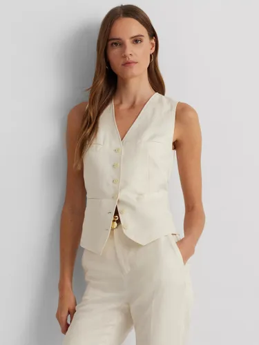 Lauren Ralph Lauren Linen Blend Twill Vest, Natural Cream - Natural Cream - Female