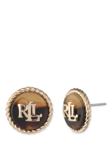 Lauren Ralph Lauren Logo Tortoise Button Stud Earrings, Gold - Gold - Female