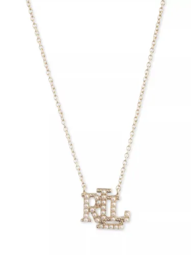 Lauren Ralph Lauren Monogram Faux Pearl Pendant Necklace, Gold - Gold/Multi - Female