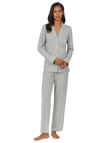 Lauren Ralph Lauren Notch Collar Long Sleeve Pyjamas - Grey - Female