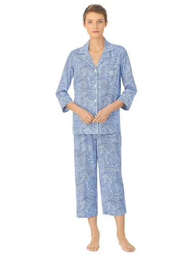 Lauren Ralph Lauren Paisley Cropped Pyjamas - Blue - Female