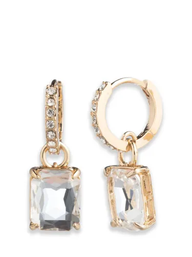 Lauren Ralph Lauren Resin Stone Huggie Drop Earrings - Gold/Clear - Female