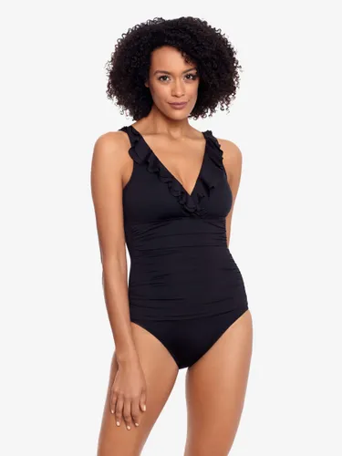 Lauren Ralph Lauren Ruffle Front Shaping Swimsuit - Black - Female