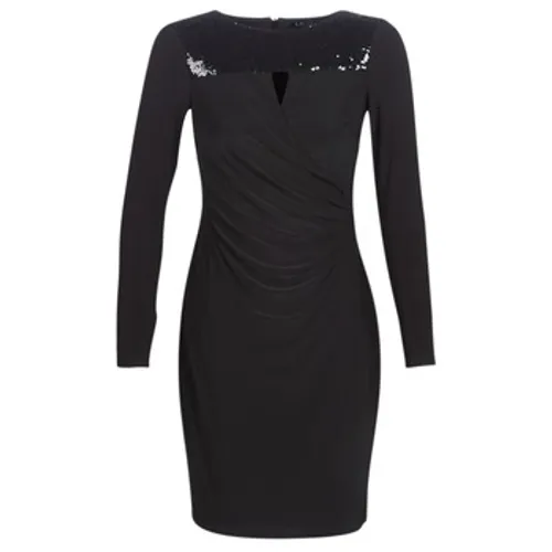 Lauren Ralph Lauren  SEQUINED YOKE JERSEY DRESS  women's Dress in Black