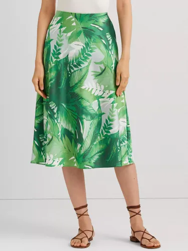 Lauren Ralph Lauren Sharae Palm Print A-Line Skirt, Green/Multi - Green/Multi - Female