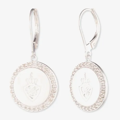 Lauren Ralph Lauren Silver & Cubic Zirconia Logo Shield Disc Drop Earrings 14G00328