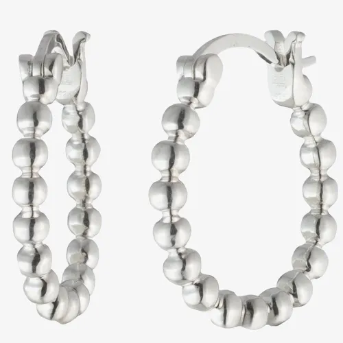 Lauren Ralph Lauren Silver Beaded Hoop Earrings 60542765-G03