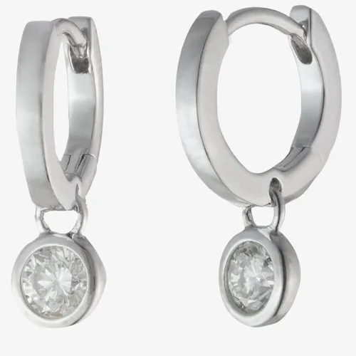Lauren Ralph Lauren Silver Cubic Zirconia Dropper Hoop Earrings 60542942-G03