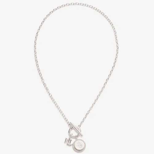 Lauren Ralph Lauren Silver Logo & Shield Charm T-Bar Necklace 14N00245