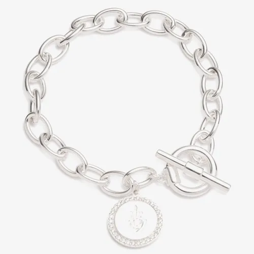 Lauren Ralph Lauren Silver Logo Shield Charm T-Bar Bracelet 14B00203