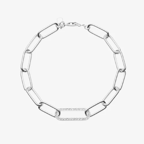 Lauren Ralph Lauren Silver Paperlink Crystal Chain Bracelet 14B00310