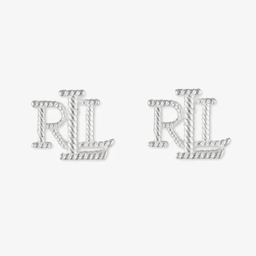 Lauren Ralph Lauren Silver Rope RL Logo Stud Earrings 60567136-G03