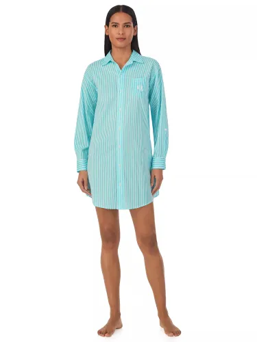 Lauren Ralph Lauren Striped Nightshirt, Turquoise/White - Turquoise/White - Female