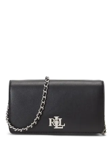 Lauren Ralph Lauren Tech Leather Chain Strap Cross Body Bag - Black - Female