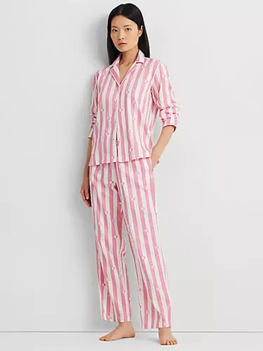 Lauren Ralph Lauren Valentine's Heart and Logo Stripe Pyjamas, Pink - Pink - Female