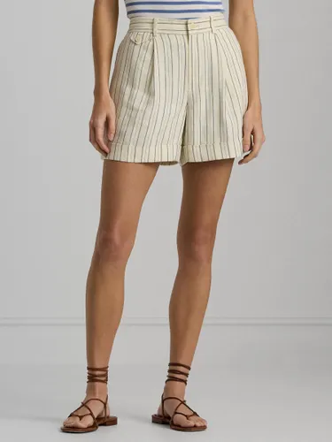 Lauren Ralph Lauren Vishdrell Stripe Cotton Linen Blend Shorts, Natural/Multi - Natural/Multi - Female