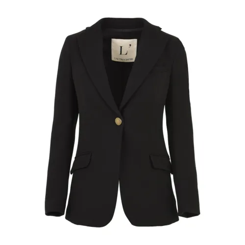 L'Autre Chose , Black Jacket for Women ,Black female, Sizes: