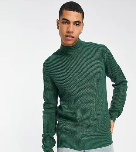 Le Breve Tall ribbed turtle neck jumper in dark green