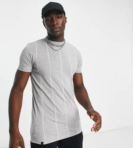 Le Breve Tall verticle stitch t-shirt in light grey