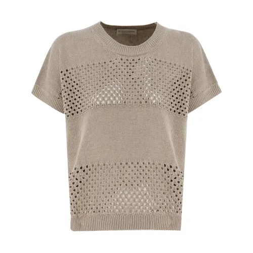 Le Tricot Perugia , Beige Linen Knitwear Sweater ,Beige female, Sizes: