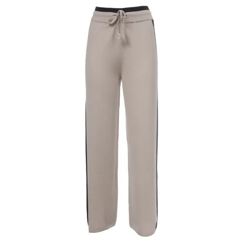 Le Tricot Perugia , Cashmere Pants with Drawstring Waistband ,Beige female, Sizes: