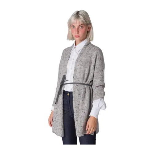 Le Tricot Perugia , Multicolor Tweed Cardigan ,Gray female, Sizes: