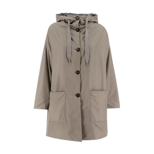 Le Tricot Perugia , Womens Clothing Jacket Coats Taupe/d.grey/taupe Aw23 ,Gray female, Sizes: