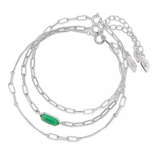Leaf Bracelets - Bracelet Set Cube, green Agate, silver rhodium pla - green - Bracelets for ladies