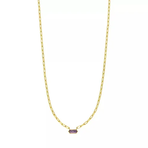 Leaf Necklaces - Necklace Cube, Amethyst, silver gold plate - purple - Necklaces for ladies
