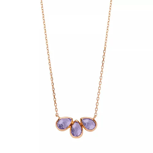 Leaf Necklaces - Necklace Teardrop Triple Amethyst - silver - Necklaces for ladies