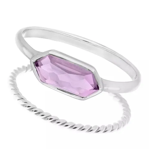 Leaf Rings - Ring Set Cube, Amethyst, silver rhodium plate - purple - Rings for ladies