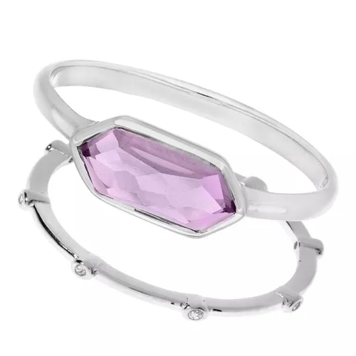 Leaf Rings - Ring Set Cube, amethyst, silver rhodium plate - purple - Rings for ladies
