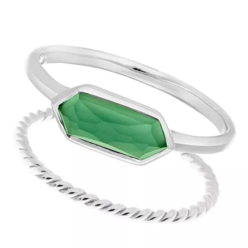 Leaf Rings - Ring Set Cube, green Agate, silver rhodium plate - green - Rings for ladies