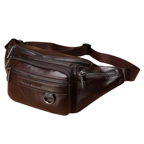 Leather Fanny Pack Waist Bag for Men Women Outdoor Travel