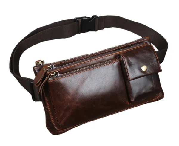 Leather Waist Pack Fanny Bag for Men Women Outdoor Travel