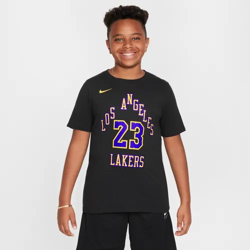 LeBron James Los Angeles Lakers City Edition Older Kids' (Boys') Nike NBA T-Shirt - Black - Cotton