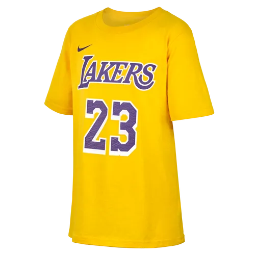 LeBron James Los Angeles Lakers Older Kids' (Boys') Nike NBA T-Shirt - Yellow - Cotton