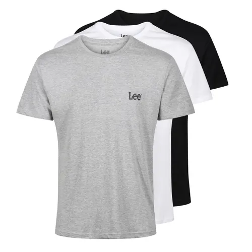 Lee Mens T Shirt in Black/White/Grey Standard Fit with Crew