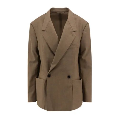 Lemaire , Beige Double-Breasted Blazer ,Beige female, Sizes: