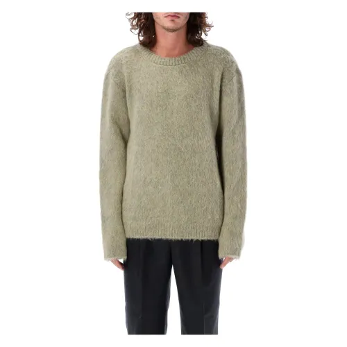 Lemaire , Brushed Sweater with Oversized Fit ,Gray male, Sizes: