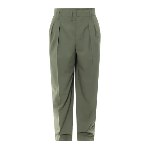Lemaire , Green Wool Wide Leg Trousers ,Green male, Sizes: