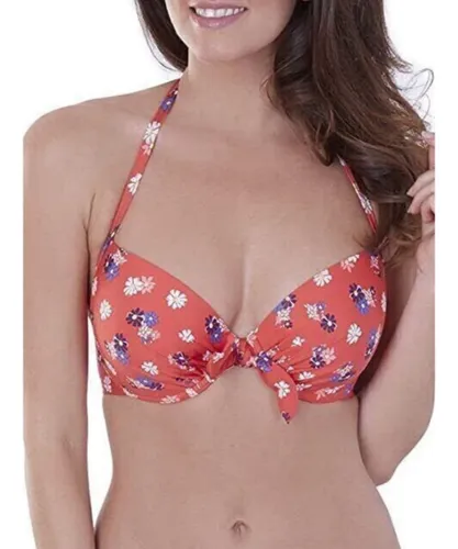 Lepel Womens Daisy Moulded Push Up Bikini Top Red Polyamide