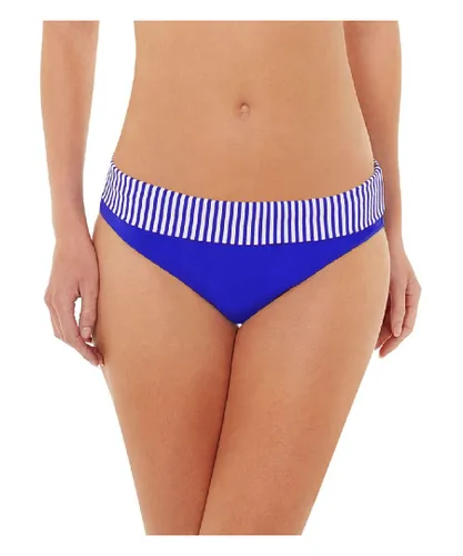 Lepel Womens Riviera Fold Over Bikini Brief - Blue Polyamide