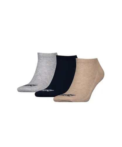 Levi's 3 Pack Mens Low Cut Socks in Grey/Black/Beige - Black/Brown Fabric