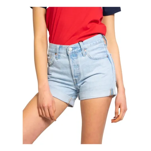 Levi's , Blue Cotton Zip and Button Shorts ,Blue female, Sizes: